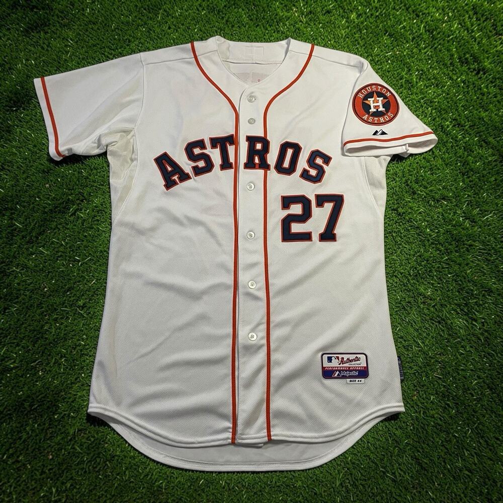Majestic Houston Astros Jose Altuve #27 Jersey Authentic White Size 44 Large